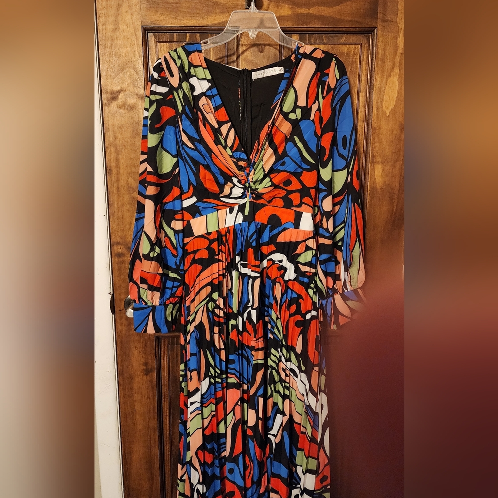 NEW Premium Boutique MultiColor Abstract Maxi Dress Sz Medium - Picture 2 of 5